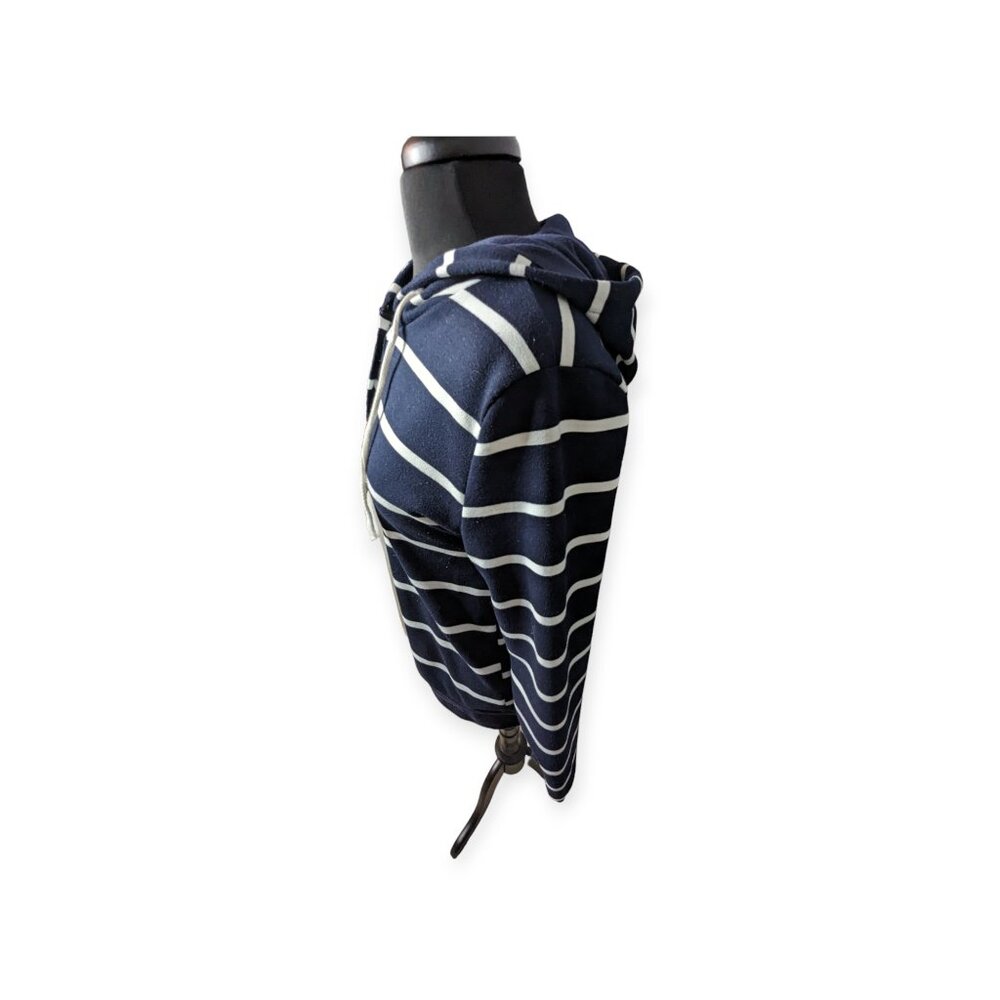 Blue & White Striped Long Sleeve Pullover Hoodie Size Small - Picture 4 of 13
